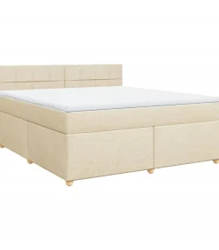 Boxspring met matras stof crèmekleurig 180x200 cm