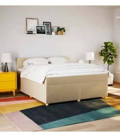 Boxspring met matras stof crèmekleurig 180x200 cm