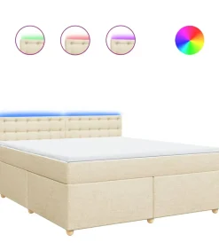 Boxspring met matras stof crèmekleurig 180x200 cm