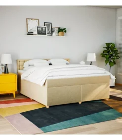 Boxspring met matras stof crèmekleurig 180x200 cm