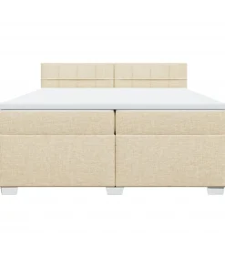 Boxspring met matras stof crèmekleurig 200x200 cm
