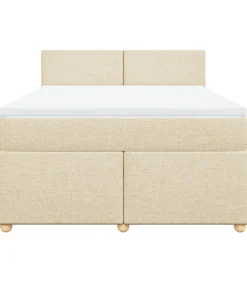 Boxspring met matras stof crèmekleurig 160x200 cm