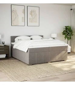 Boxspring met matras stof taupe 200x200 cm