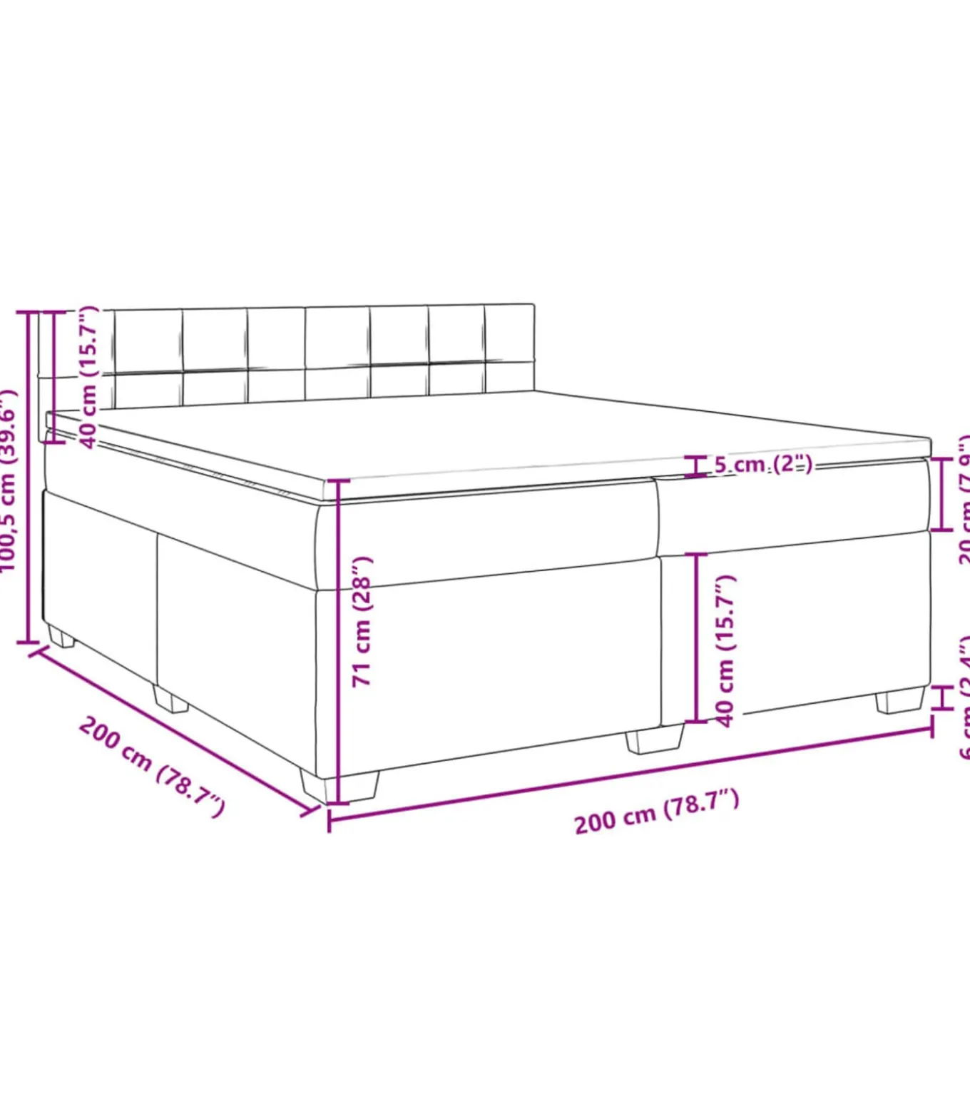 Boxspring met matras stof lichtgrijs 200x200 cm