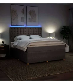 Boxspring met matras stof taupe 180x200 cm