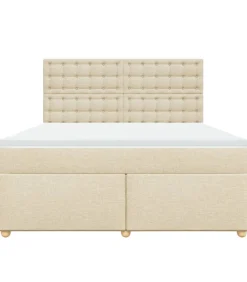 Boxspring met matras stof crèmekleurig 180x200 cm