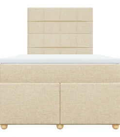 Boxspring met matras stof crèmekleurig 120x190 cm