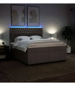 Boxspring met matras stof taupe 200x200 cm
