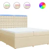 Boxspring met matras stof crèmekleurig 200x200 cm