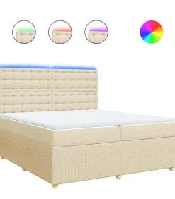 Boxspring met matras stof crèmekleurig 200x200 cm