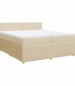 Boxspring met matras stof crèmekleurig 200x200 cm