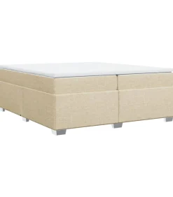 Boxspring met matras stof crèmekleurig 200x200 cm