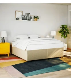 Boxspring met matras stof crèmekleurig 200x200 cm