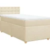 Boxspring met matras stof crèmekleurig 90x190 cm