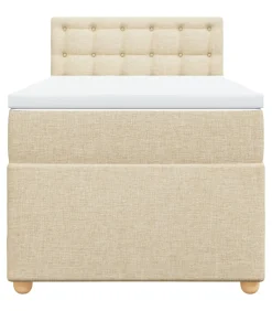 Boxspring met matras stof crèmekleurig 90x190 cm