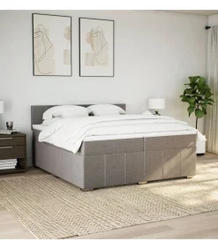 Boxspring met matras stof taupe 200x200 cm