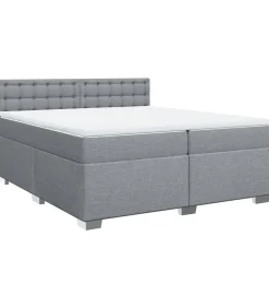 Boxspring met matras stof lichtgrijs 200x200 cm