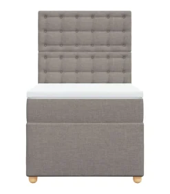 Boxspring met matras stof taupe 100x200 cm