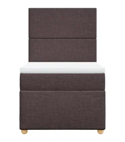 Boxspring met matras stof donkerbruin 90x200 cm