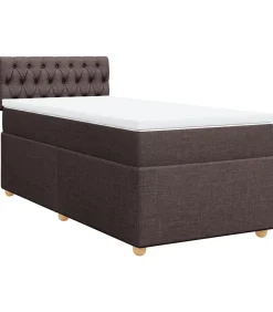 Boxspring met matras stof donkerbruin 90x200 cm