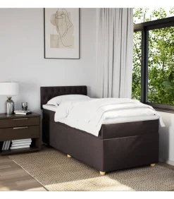 Boxspring met matras stof donkerbruin 90x200 cm