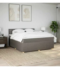 Boxspring met matras stof taupe 180x200 cm