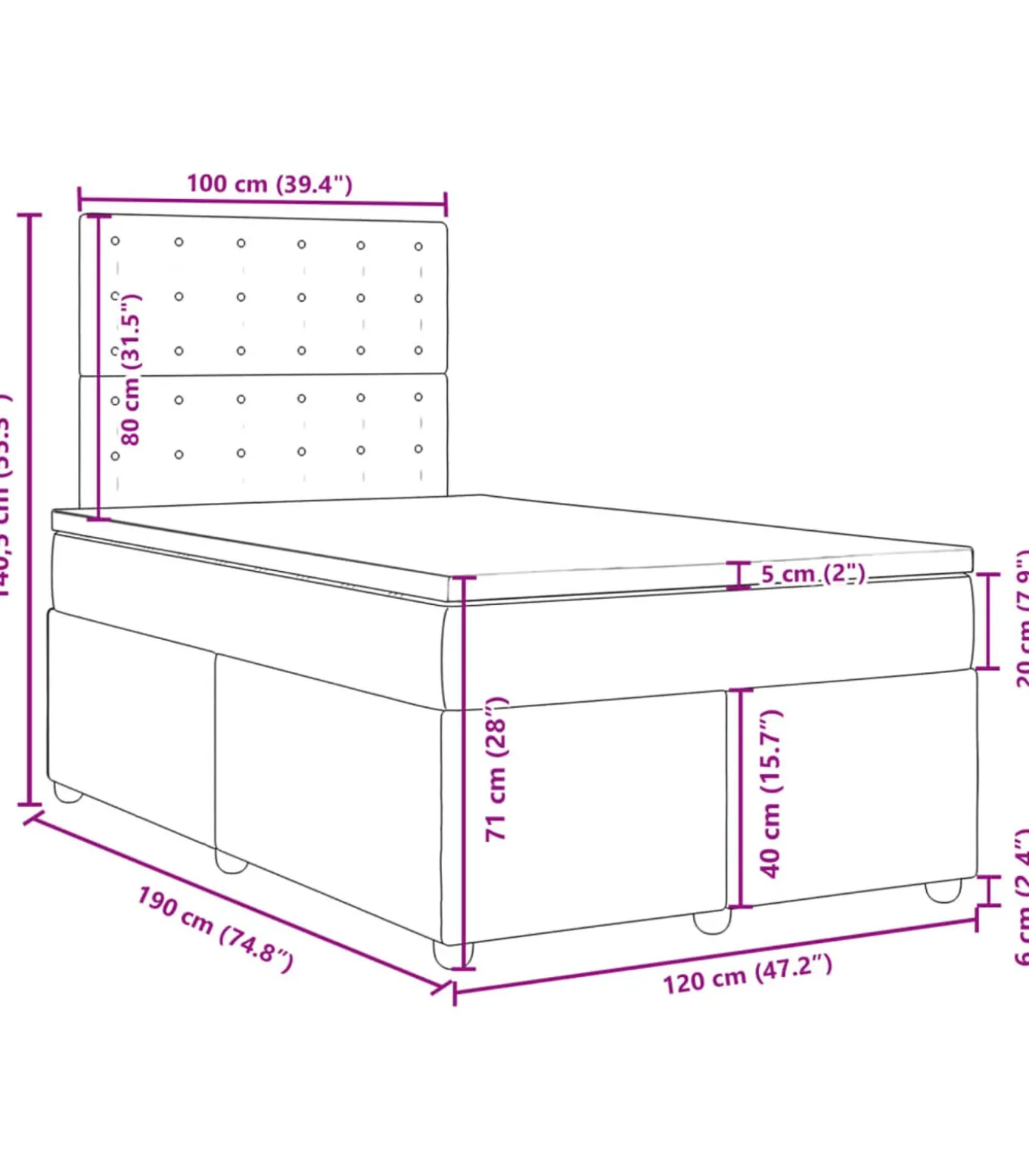 Boxspring met matras stof taupe 120x190 cm