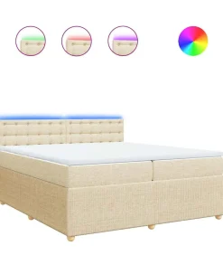 Boxspring met matras stof crèmekleurig 200x200 cm