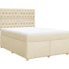 Boxspring met matras stof crèmekleurig 160x200 cm
