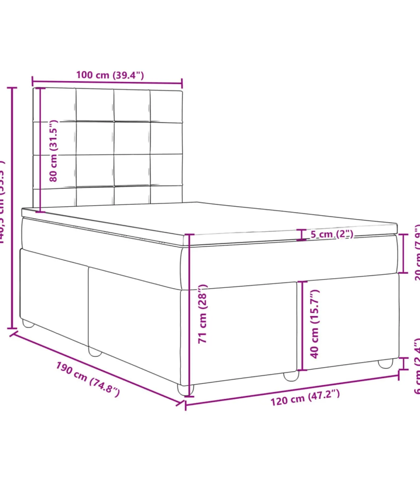 Boxspring met matras stof taupe 120x190 cm