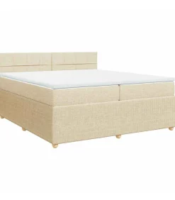 Boxspring met matras stof crèmekleurig 200x200 cm