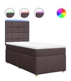 Boxspring met matras stof donkerbruin 90x200 cm