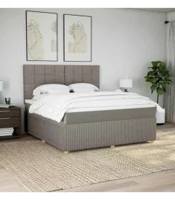 Boxspring met matras stof taupe 180x200 cm