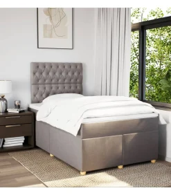 Boxspring met matras stof taupe 120x190 cm