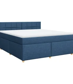 Boxspring met matras stof blauw 180x200 cm