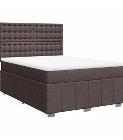 Boxspring met matras stof donkerbruin 160x200 cm
