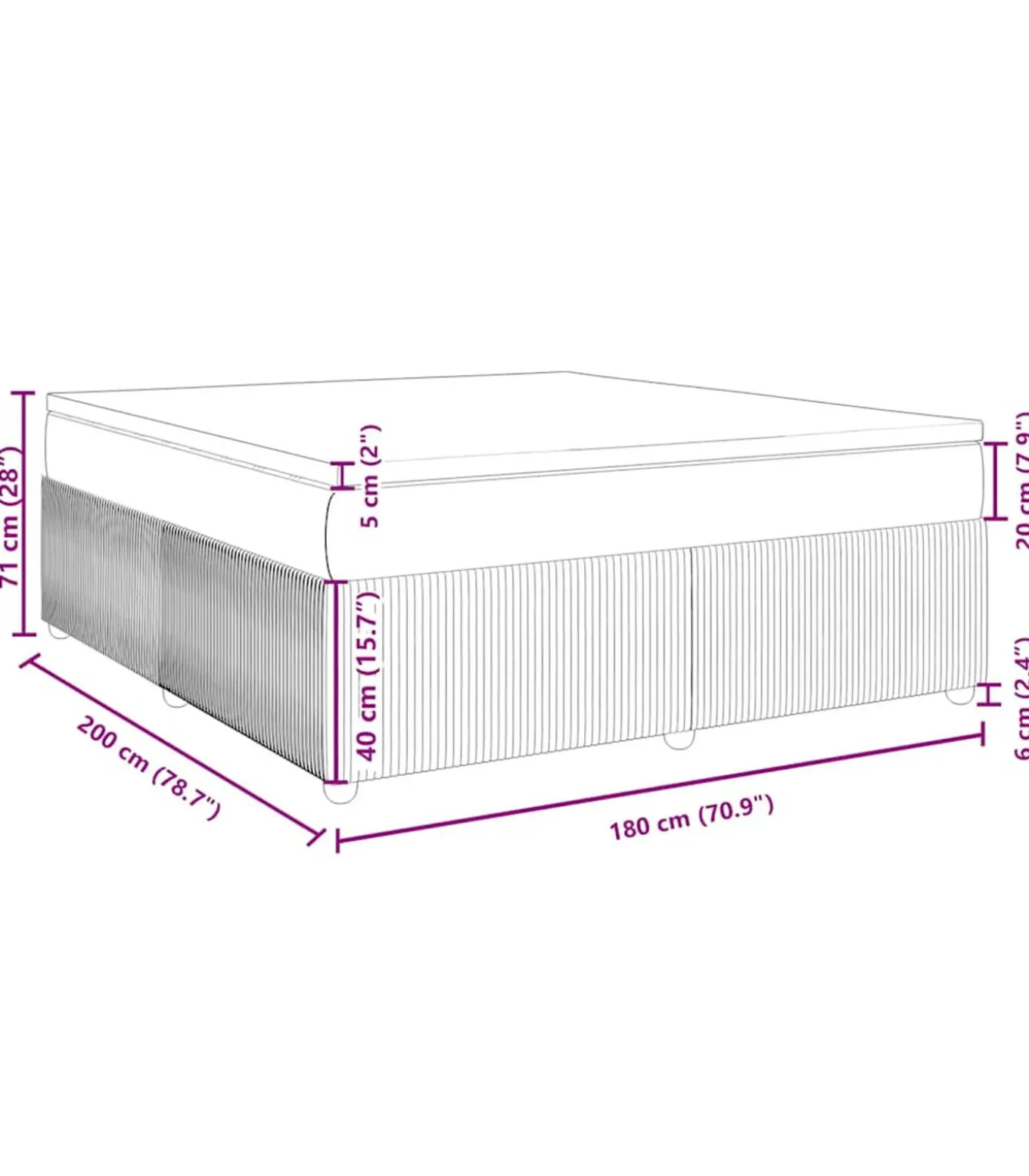 Boxspring met matras stof taupe 180x200 cm