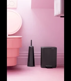 Brabantia Bo Pedaalemmer, 7 liter, stil sluitend, kunststof binnenemmer - Matt Black
