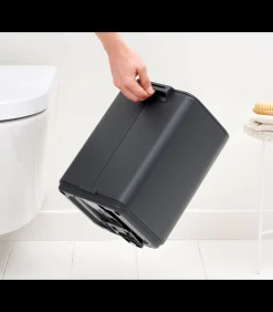 Brabantia Bo Pedaalemmer, 7 liter, stil sluitend, kunststof binnenemmer - Mineral Infinite Grey