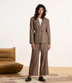 Bruin geruit jasje met riem