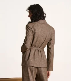 Bruin geruit jasje met riem