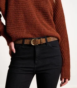 Bruine leren riem met luipaardprint effect