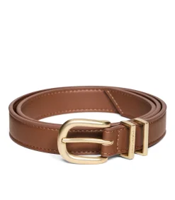 Camelkleurige riem ‘Blossom’ met gegraveerd Polo Club-logo