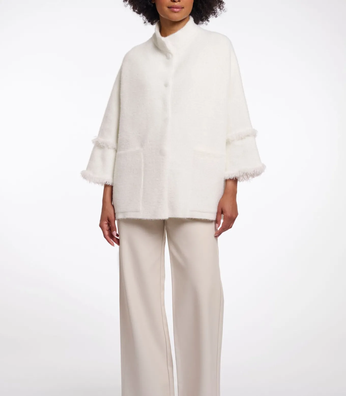 Cape met franjes Sneeuwwit XXL