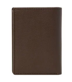 Card holder with flap Button Brown