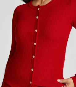 CARDIGAN LS BRUSHED JERSEY RIB
