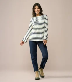 Caroline Tensen Chester Streep Top Ecru / Navy