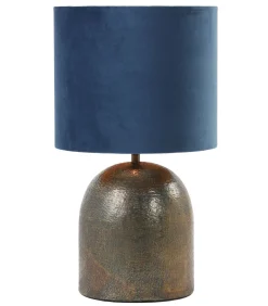 Cilinder Lampenkap Velours - Petrol Blue - Ø35x30cm