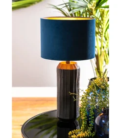 Cilinder Lampenkap Velours - Petrol Blue - Ø30x21cm