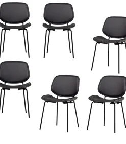 Classic Eetkamerstoelen - Hout - Zwart/Walnoot - Set van 6